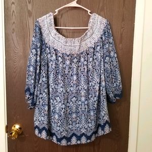 Plus Off Shoulder Floral Blouse